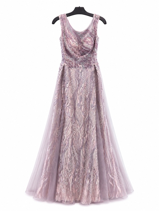 Catwalk Dresses & Skirts - Catwalk 50118 Lavender Beaded Overlay Evening Gown